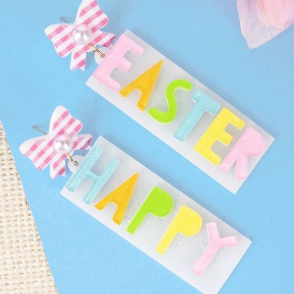 One Blessed Nana Jewelry - NWT  BOUTIQUE  PASTEL HAPPY EASTER ACRYLIC EARRINGS  FUN & UNIQUE  LAST PAIR